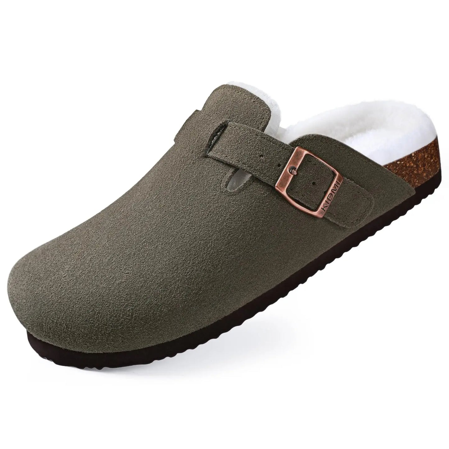 Kidmi Unisex Suede Cork Footbed Clogs – Arch Support Mules, Nonslip Outdoor & Beach Sandals