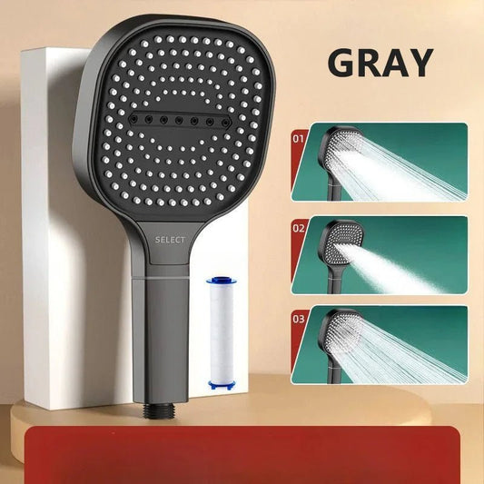 13CM High - Pressure Shower Head – 3 Modes, Water - Saving & Massage Spray | Handheld Bathroom Shower - Vynori