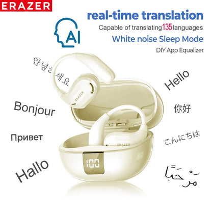 ERAZER XT66PRO AI Translator Earbuds – 135+ Languages, Waterproof, 90H Battery, ASMR Headset - Vynori