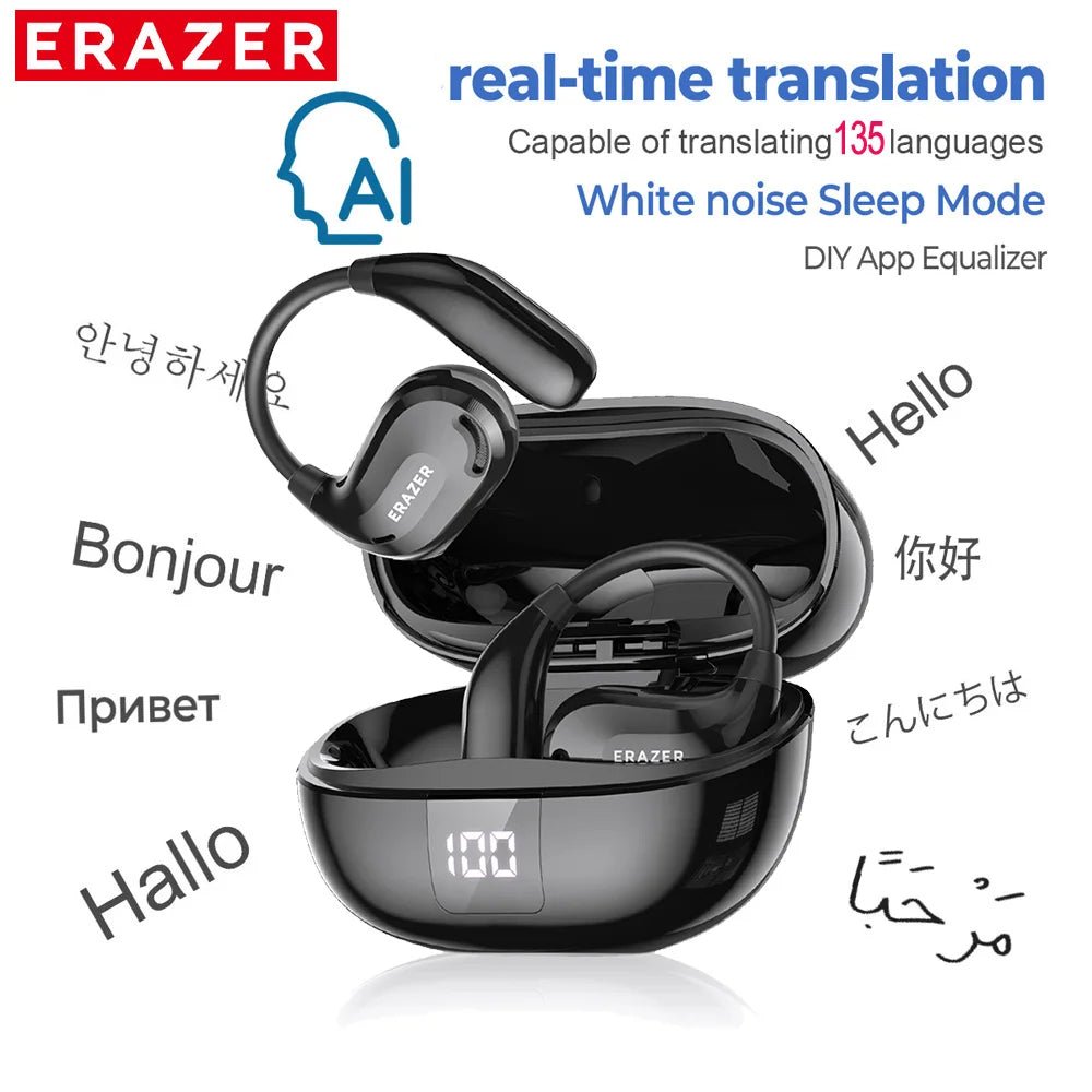 ERAZER XT66PRO AI Translator Earbuds – 135+ Languages, Waterproof, 90H Battery, ASMR Headset - Vynori