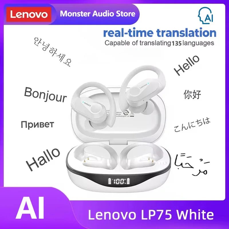 Lenovo LP75 TWS Bluetooth 5.3 Earphones – Wireless, LED Display, Noise Reduction, Waterproof & Sports - Ready - Vynori