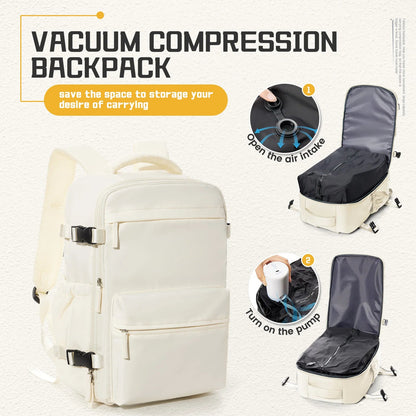 Vacuum Compression 15.6″ Laptop Backpack – 20–35L Expandable Travel & Hiking Bag with Built - on Valve & Pump - Ready Design, Cabin - Approved 40×20×25 cm Unisex Daypack - Vynori