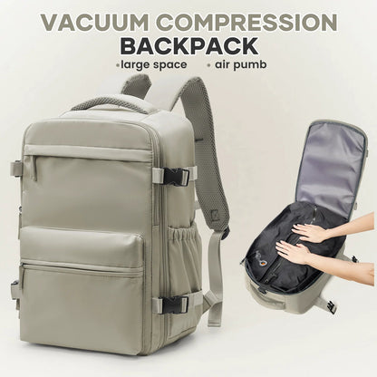 Vacuum Compression 15.6″ Laptop Backpack – 20–35L Expandable Travel & Hiking Bag with Built - on Valve & Pump - Ready Design, Cabin - Approved 40×20×25 cm Unisex Daypack - Vynori